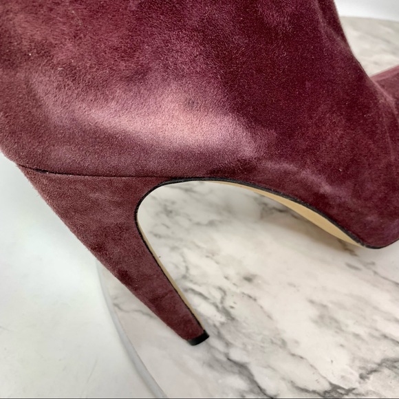 Sam Edelman Keaton burgundy suede platform dress bootie rear zip 9 event chic - Picture 9 of 15